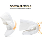 Womens Classic White Sneakers,Low Top White Canvas Shoes,Lightweight Casual Canvas Sneakers