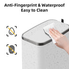 Stainless Steel Bathroom Trash Can With Lid Soft Close,1.6 Gallon Slim Garbage Can,Small Metal Step Wastebasket For Office, Bedroom, Toilet, White