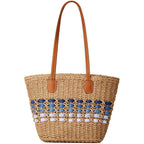 Women’S Tote Bag Straw Beach Shoulder Handbag Fashion Purse 2026 Summer Vacation Travel Woven Top Handle Bag