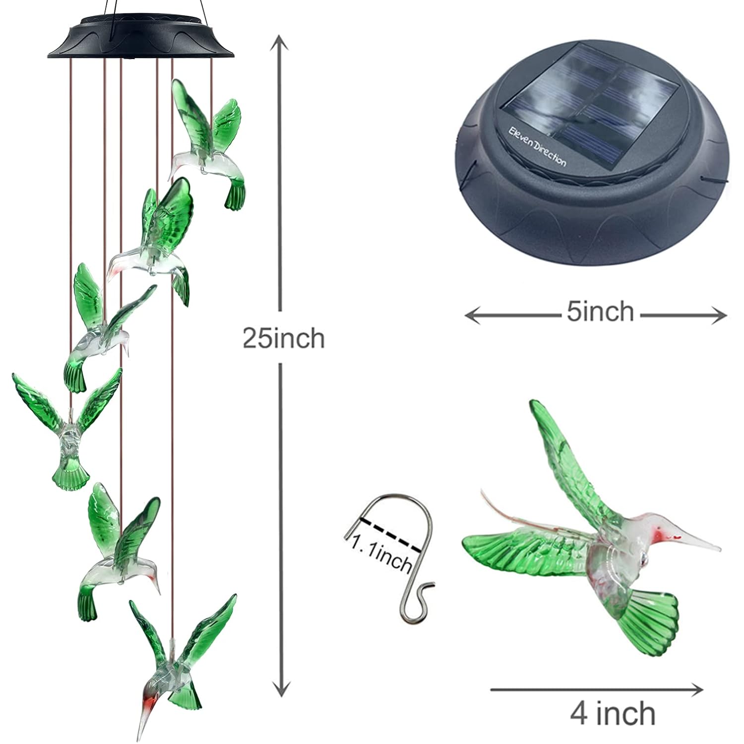 Hummingbird Solar Chimes,Unique Birthday Gifts For Women/Mom/Grandma,Best Idears Grardening