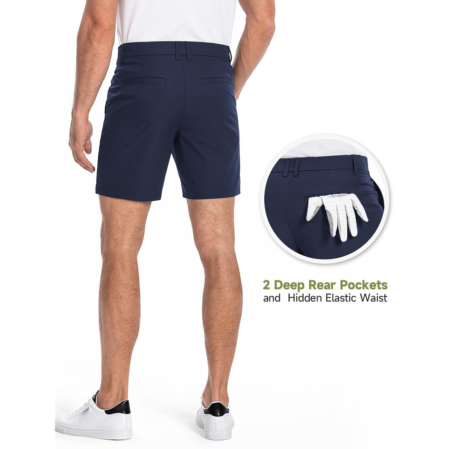 Moosehill Mens Golf Shorts Quick Dry: Stretch Hybrid Dress 7" 10" Shorts | Flat Front, Casual Work Shorts, 4 Deep Storage Pockets, Anti Wrinkle Fabric, Level 4 Color Fastness, Lightweight Commuting