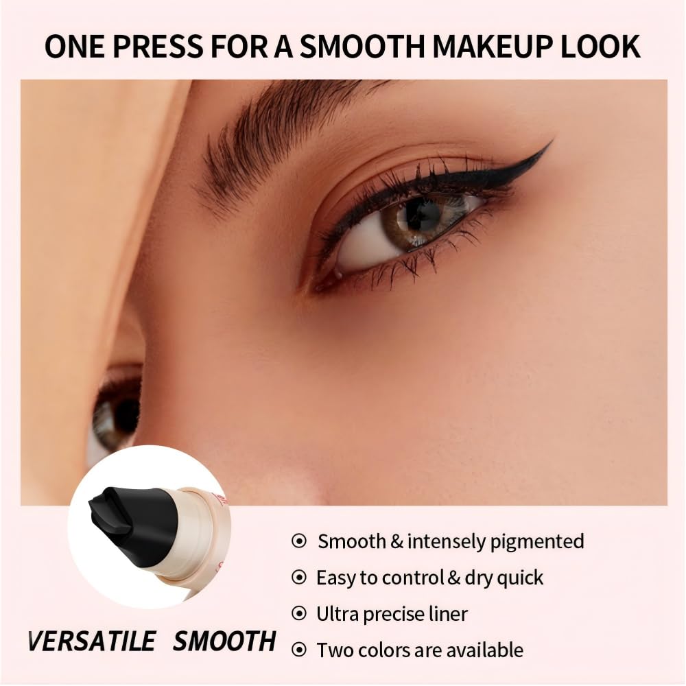 2 Pcs Dual-Ended Eyeliner Stamp, Easy To Apply Cat Eye Stamp With L/R Markings, Waterproof & Smudge-Resistant, Beginner-Friendly Winged Eyeliner (Black)
