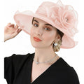 Dreshow Women Organza Hat Church Cap Hats Clearance Kentucky Derby Cocktail Tea Party Wedding Flower Hat With Wide Brim