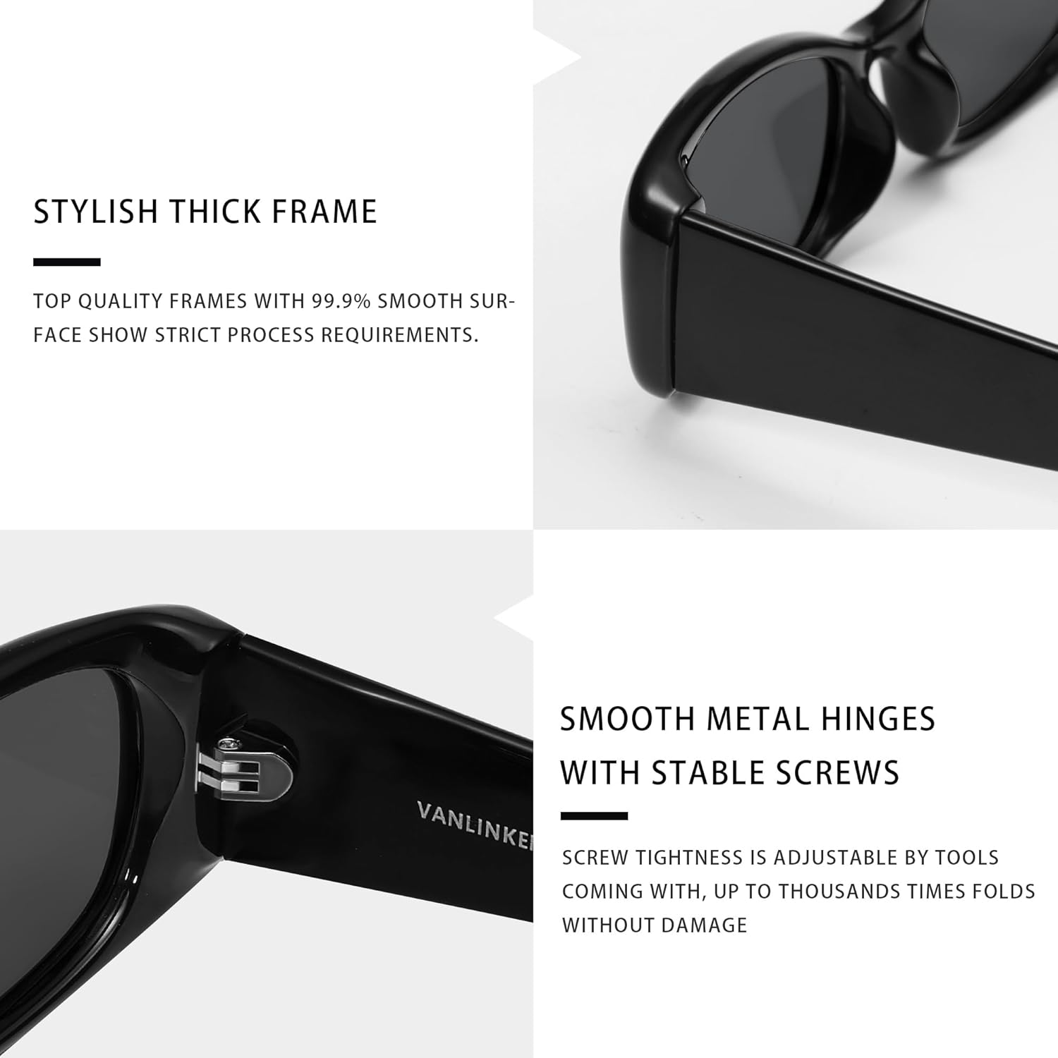 VANLINKER Trendy Small Polarized Rectangle Sunglasses for Women Men Retro 90s Shades VL9787