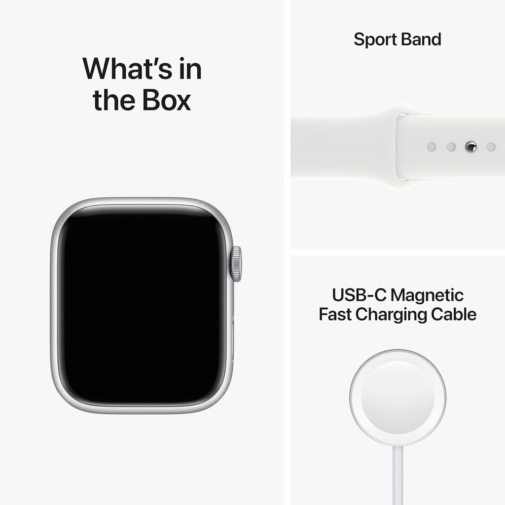 Apple Watch Series 8 [GPS, 45mm] - Silver Aluminum Case with White Sport Band, S/M (Renewed)