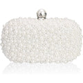 Women Pearl Clutches Noble Crystal Beaded Evening Handbag Chain Strap Shoulder Bag For Wedding Bridal Party Prom