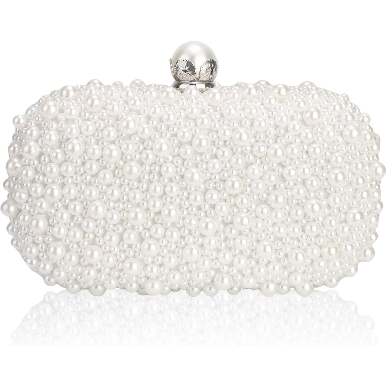 Women Pearl Clutches Noble Crystal Beaded Evening Handbag Chain Strap Shoulder Bag For Wedding Bridal Party Prom