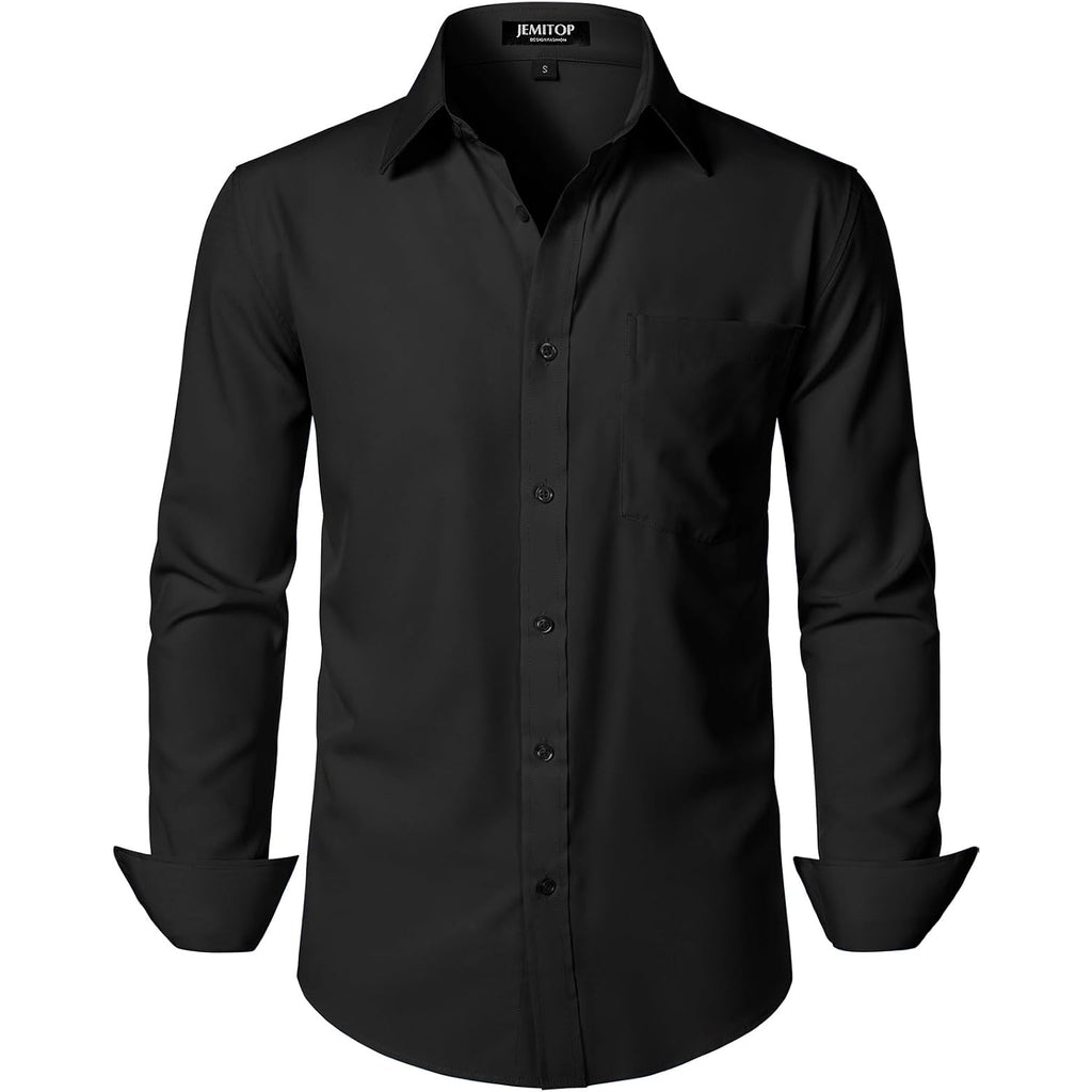 Jemitop Men'S Stretch Regular Fit Long Sleeve Dress Shirts Business Casual Button Down Shirts With Pocket