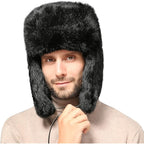 Winter Trapper Trooper Hat Faux Fur Russian Ushanka Hat Windproof Warm Hunting Cap Fuzzy Skiing Cap Unisex