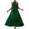 Oyoangle Women'S Summer Maxi Dress Wedding Guest Party Sleeveless Pleated Long Flowy Beach Vacation Dress