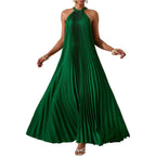 Oyoangle Women'S Summer Maxi Dress Wedding Guest Party Sleeveless Pleated Long Flowy Beach Vacation Dress