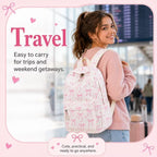 Backpack For Girls School Backpacks Bookbags For Elementary Middle School Women Laptop Backpacks (Bow Tie Beige, L-17)