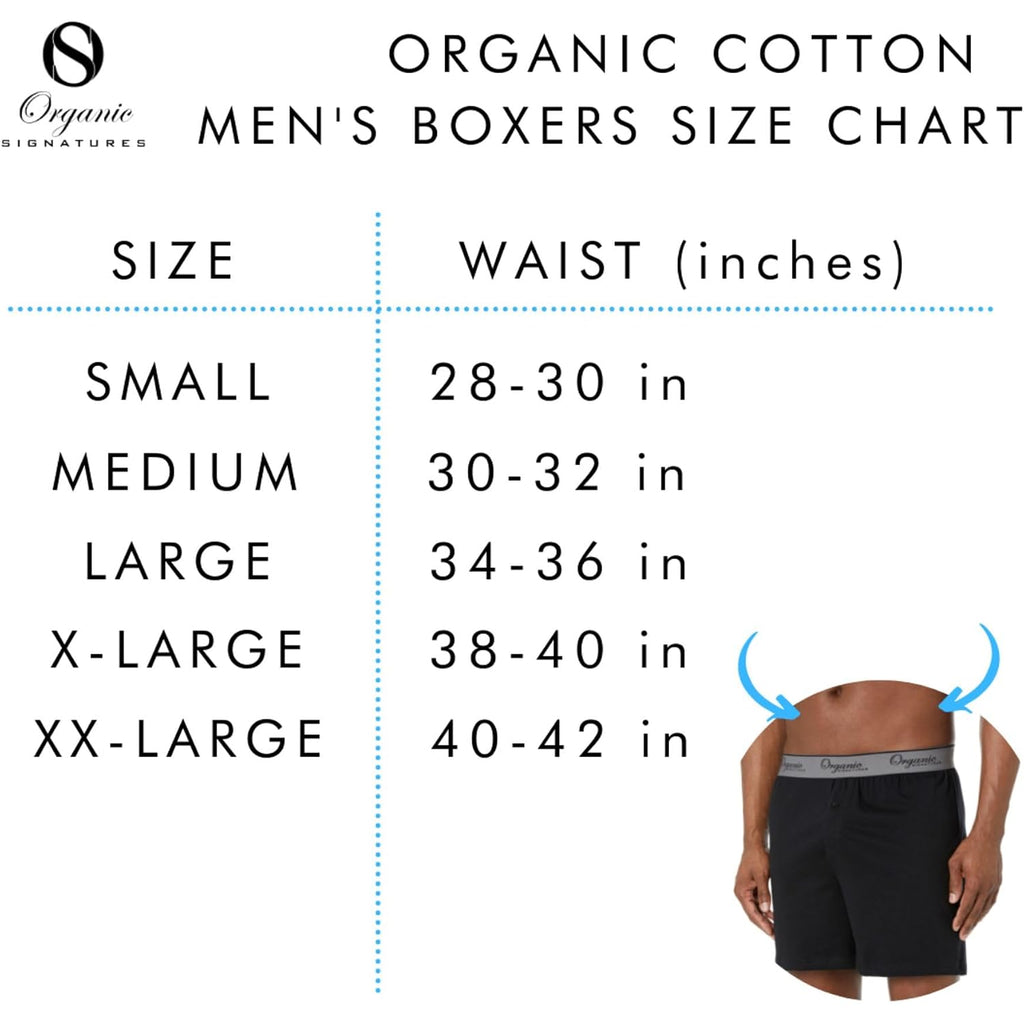 Organic Signatures Men'S Boxers Organic Cotton, Soft Boxers For Men, 3-Pack