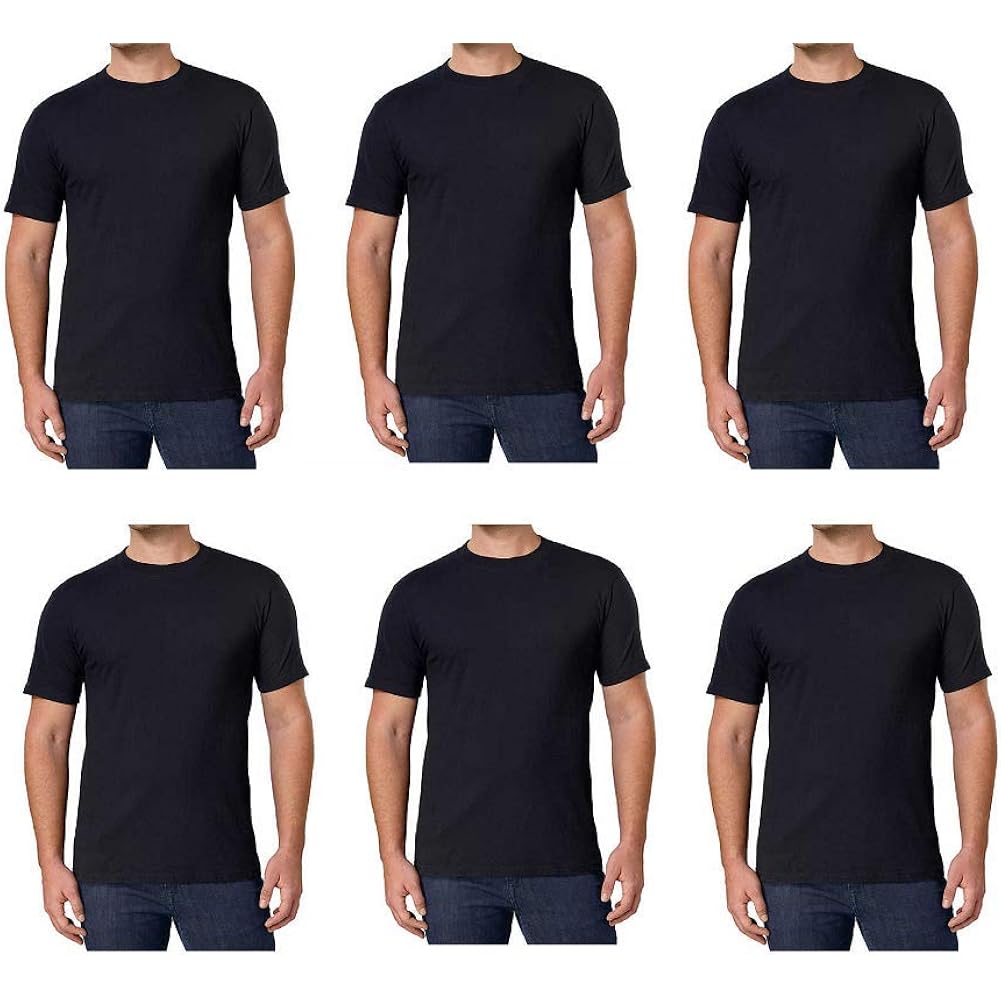 Kirkland Signature Men'S Crew Neck Tee 100% Combed Heavyweight Cotton T-Shirts (Pack Of 6)