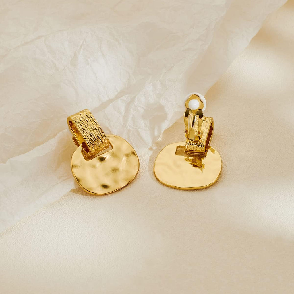 MUYAN Gold Clip On Drop Earrings for Women Non Piercing Dangle Earrings Fashion Jewelry