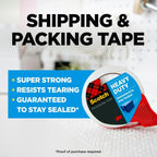 Scotch Heavy Duty Shipping Packing Tape, Clear, Shipping And Packaging Supplies, 1.88 In. X 38.2 Yd., 1 Tape Roll With Dispenser