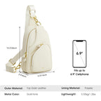 Kattee Sling Bag For Women, Leather Fanny Packs Crossbody Purse, Small Chest Bag With Rfid Blocking, Beige