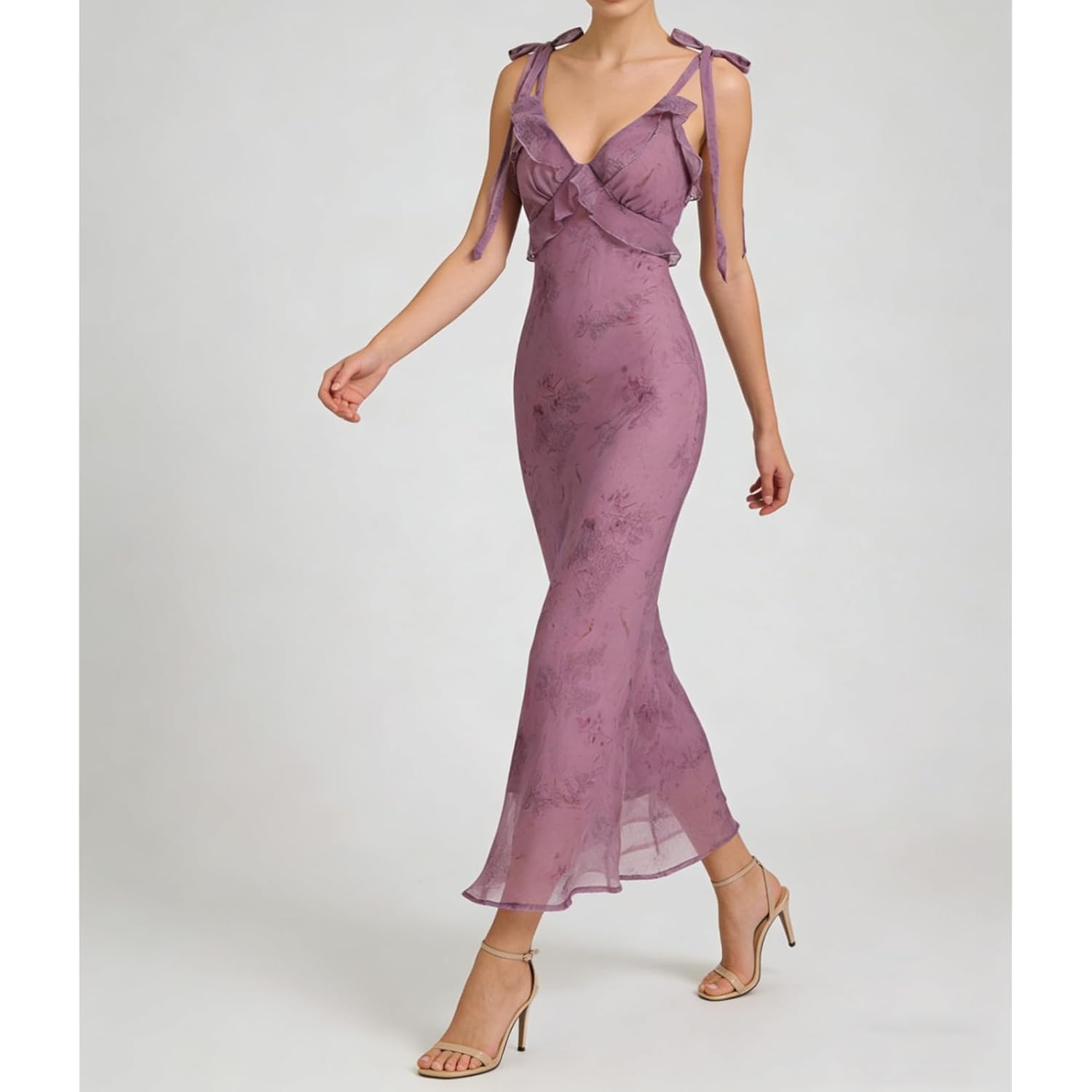 Rihoas Boho Midi Floral Dress - Elegant Flowy Sundress | Formal-Inspired Outfit For Wedding Guest | Spring Summer Party Dress