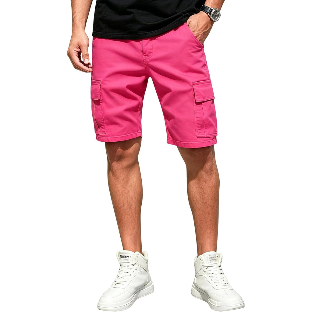 Absecai Mens Skinny Casual Stretch Denim Summer Cargo Shorts With Pockets