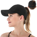 Criss-Cross Ponytail-Baseball-Cap for Women - Adjustable-High-Messy Bun Trucker-Hat Quick-Dry Mesh-Sun-Cap for Outdoor Black