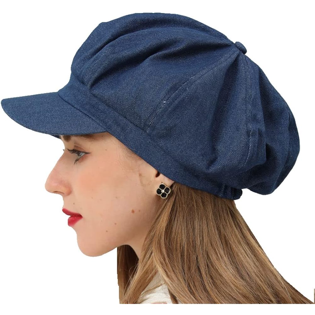 Womens Newsboy Cap Summer Beret Cap- 100% Cotton 8 Panels Vintage Cabbie Hat- Octagonal Visor Cap For Women Girls Ladies Gift | Summer, Vintage, 8 Panels, For Women Girls Ladies, Gift