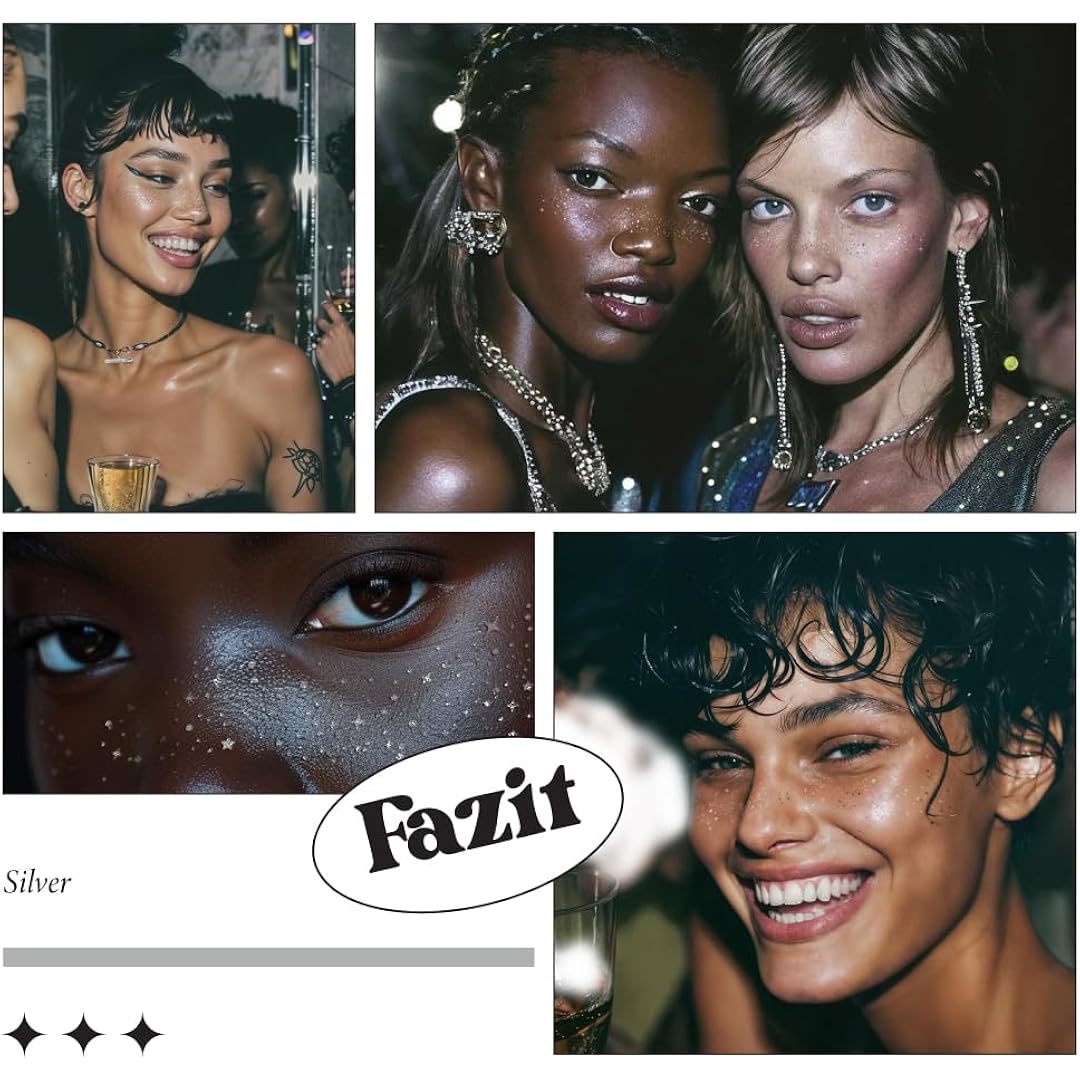 Fazit Makeup Patches - Silver Speckles - Glow Up Make-Up Patches - Cute Glitter Makeup Accessories for Women - Cosmetic Glitter for Face