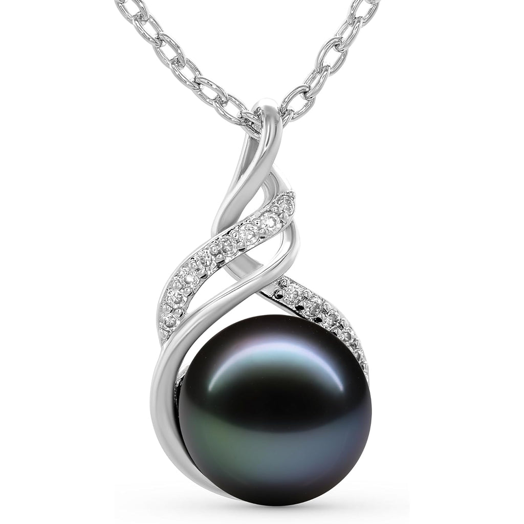 TRYNDI Real Tahitian Black Pearl Necklace Gifts for Women - Larger 11-12mm Luxury Pearl Womens Jewelry, Romantic Valentines Gift for Wife from Husband- Wedding Anniversary, Birthday, Mothers Day, Valentine Necklace for Girlfriend, Fiance & Soulmate