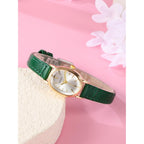 MANIFO Womens Oval Case Watch PU Leather Analogue Quartz Wrist Watches for Women Ladies Small Casual Business Watches