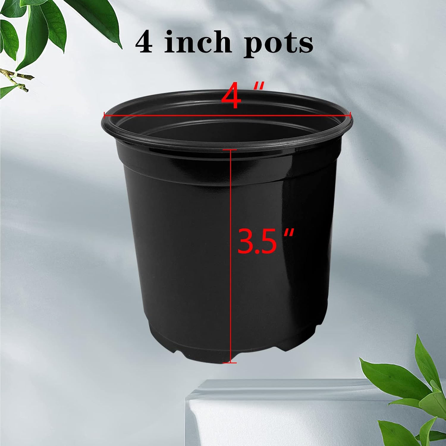 Raookif 100 Pack Nursery Pots, 4 5 6 Inch Nursery Pot For Plants, Plastic Plant Pots With Drainage Holes, Garden Flower Pots For Transplanting, Succulents, Cuttings, Seedlings(4Inch,100Pcs)
