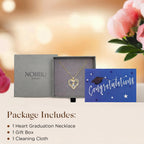 NORBU The Adventure Begins S925 Graduation Gifts for Her 2025, 5A CZ Graduation Cap Double Heart Pendant Necklaces for Women High School College Grad Jewelry Gift