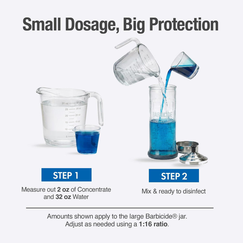 BARBICIDE Disinfecting Jar (Large - 37 Fl Oz) – Durable Glass Immersion Container with Stainless Steel Lid &Tray – Professional Tool Sanitizer for Combs, Brushes, Nail Tools & Implements