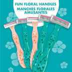 BIC Soleil 3 Simply Women's Disposable 3-Blade Razors, Moisture Strip and Floral Handles for Smooth Summer Shaves, 5-Pack