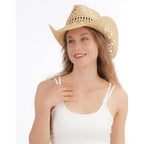 Cowboy Hat,Cowgirl Hat,Cowboy Hats For Women/Mens/Straw Wide With Shapeable Brim Cowboy Hat For Womens/White/Black.