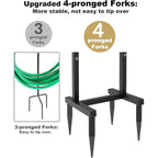 Outdoor Garden Hose Holder Freestanding With 4 Spikes, Heavy Duty Metal Water Hose Reel Stand Hanger Rack Organizer Holds Storage 150Ft Hose For Outside Yard Lawn, Black
