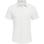 Coofandy Men'S Casual Button Down Shirts Short Sleeve Textured Summer Beach Shirt With Pocket