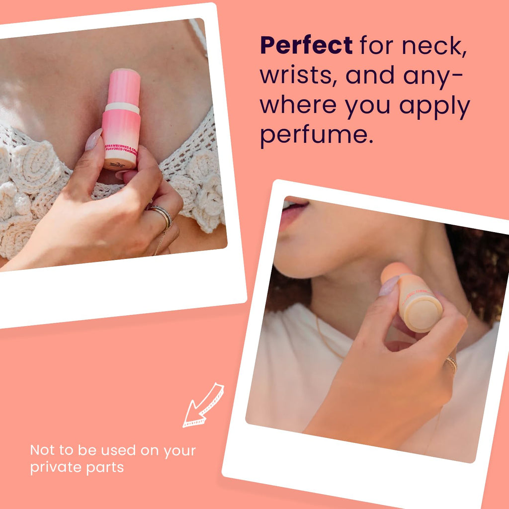 SweetSpot Flavored Solid Perfume Stick, Portable Travel Perfumes for Women, Long Lasting Fragrances, Non Sticky Formula, Natural Ingredients, Fragrance Stick (Strawberries & Cream)