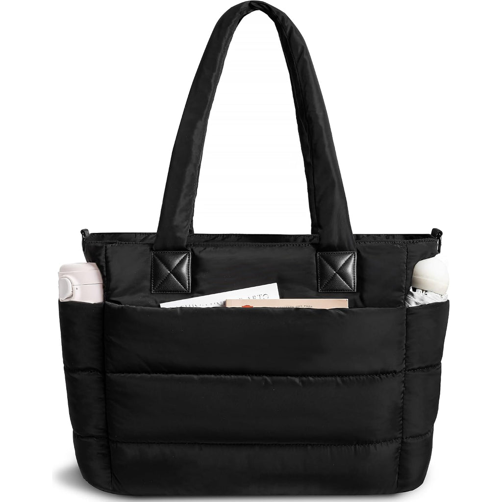 Puffer Tote Bag For Women Quilted Nurse Bag Lightweight Work Bag For Teacher Travel Handbag With Multiple Pockets