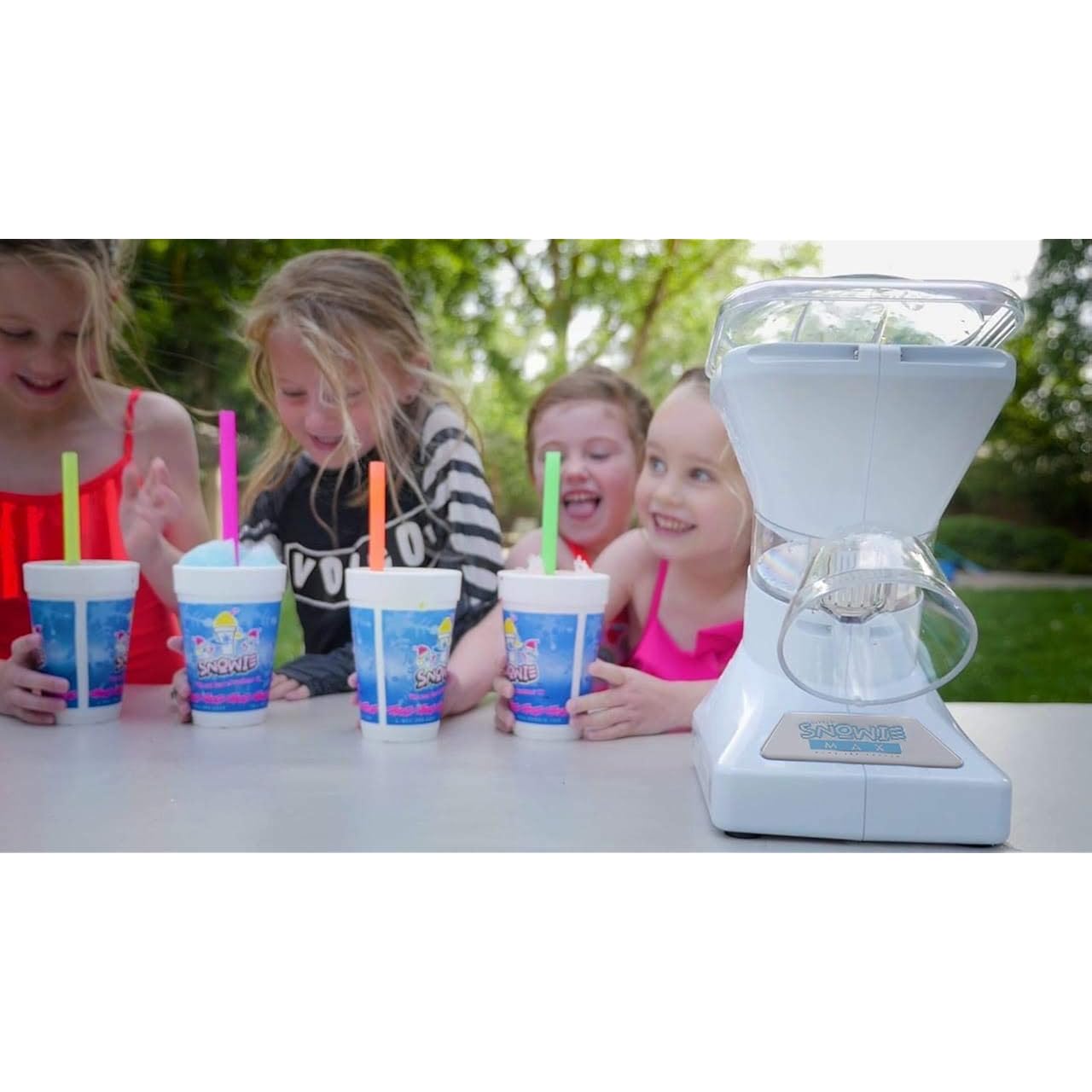 Snowie - Little Snowie Max Snow Cone Machine - Premium Shaved Ice Maker, With Powder Sticks Syrup Mix, 6-Stick Kit, White