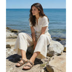 Kidmi Women'S Cork Footbed Sandals With Toe Loop, Comfortable Summer Slip-On Slides With Adjustable Buckle