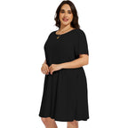 Elescat Plus Size Summer Dresses For Women Casual Short Sleeve Pockets Loose Oversized T Shirt Sundress 2026