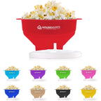 Collapsible Silicone Microwave Hot Air Popcorn Popper Bowl With Lid And Handles - Red