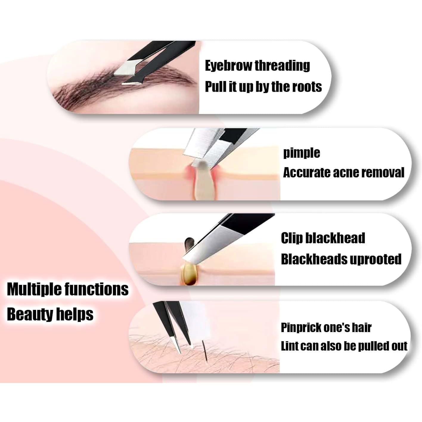 Tweezers Kit Tweezer for Women Facial Hair Removal Tweezers Professional Tweezers Set Eyebrow Tweezer, [9+1 PCS] Professional Stainless Steel Eyebrow for Women &Men,Black Beauty Sets