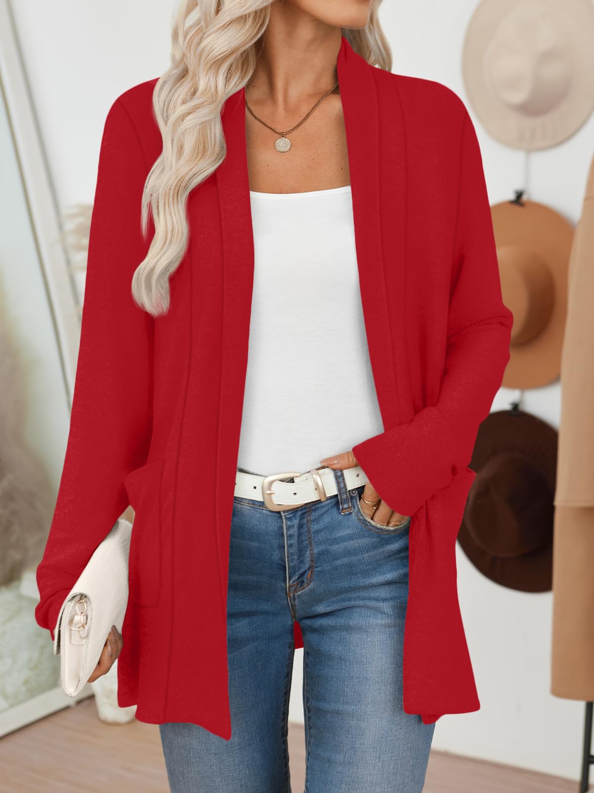 LILLUSORY Cardigan for Women Lightweight Cardigans Fall Fashion Outfits | Open Front Long Cardigan with Pockets, Business Casual Travel Outfits