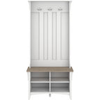 Bush Home Salinas Hall Tree With Shoe Storage Bench In Shiplap Gray And Pure White, Multi-Purpose Home Organizer, Entryway Solution With Seating And Hooks