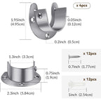 4 Packs Stainless Steel Wardrobe Bracket U-Shaped Rod Socket Flange 1-1/4" Diameter Heavy Duty Closet Rod Brackets End Supports For Closet Rod With Screws (Silver)
