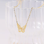 14K Gold Plated Dainty Pendant Butterfly Bead Boot Bee Baseball Flower Compass Airplane Heart Hummingbird Tree Necklace Simple Jewelry Gift for Women