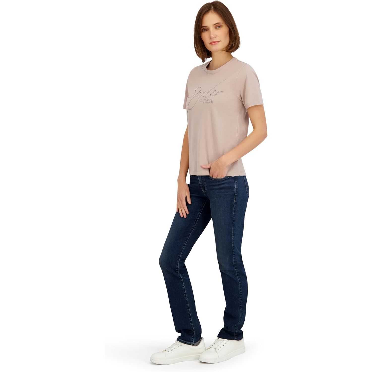 Spyder Women's Sparkle Logo Graphic Short Sleeve Tee T-Shirt Mushroom