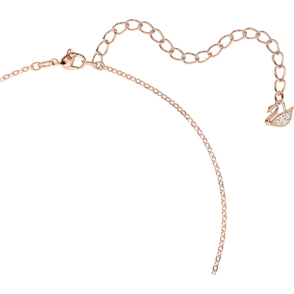 Swarovski Iconic Swan Necklace and Earrings Collection, Rose Gold Tone Finish, Black Crystals
