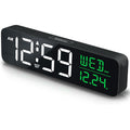 Peakeep Large Display Digital Alarm Clock For Bedroom With Date Day Of Week | Calendar Desk Table Clocks For Living Room Office, Dimmable Plug In Electric Clock Battery Backup, 5 Volumes, Loud, Auto Dst