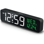 Peakeep Large Display Digital Alarm Clock For Bedroom With Date Day Of Week | Calendar Desk Table Clocks For Living Room Office, Dimmable Plug In Electric Clock Battery Backup, 5 Volumes, Loud, Auto Dst